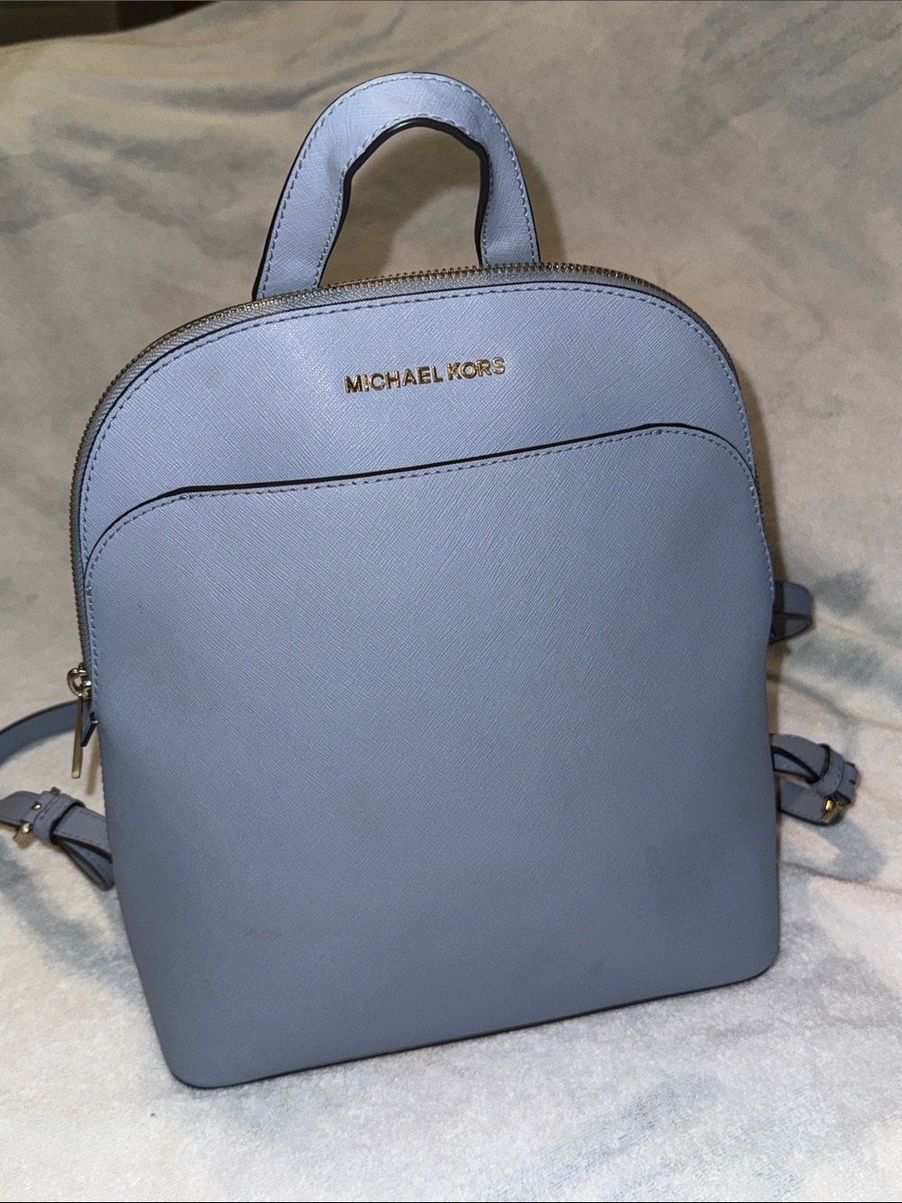 Michael Kors Light Blue Saffiano Leather Backpack with Gold Logo